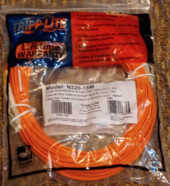 Tripplite St Jude Medical Fiber Cable N320-15M  Tripplite St Jude Medical Fiber Cable N320-15M Cable Fiber Optic LC Duplex To LC Duplex 62.5/125 49.2ft or 15.0 meter